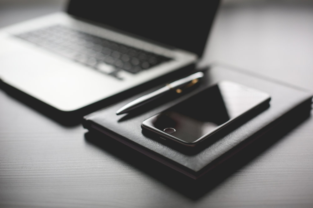 all-black-working-setup-diary-and-iphone-picjumbo-com - 
