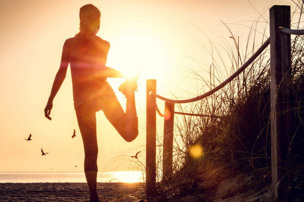 Woman performs exercises - 